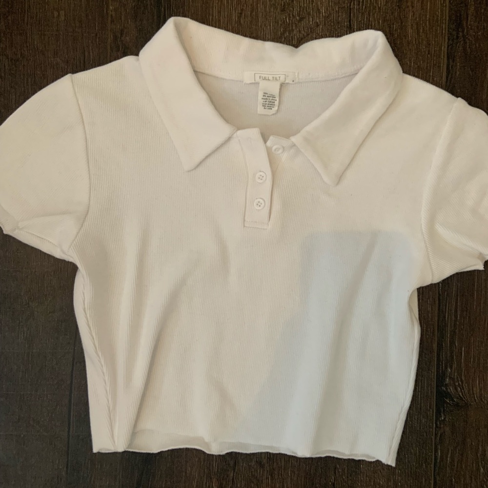 full tilt collar crop top, size s, color white